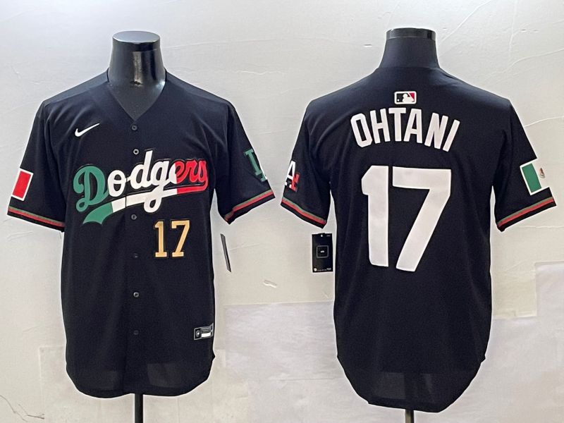 Men Los Angeles Dodgers #17 Ohtani Black Mexico Nike 2025 MLB Jersey style 12